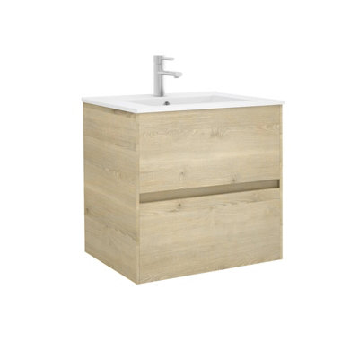 Alba 60cm Basin Set   60cm Basin & 2 Drawer Basin Unit in European Oak