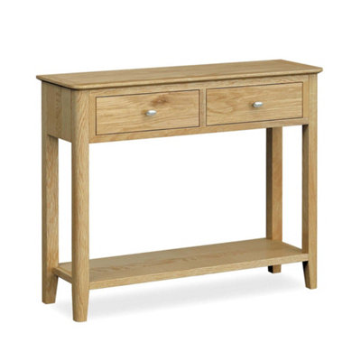 Alba Oak 100cm Console Table with Drawers - By Roseland Furniture