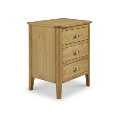 Alba Oak 3 Drawer Bedside Table - Fully Assembled By Roseland Furniture