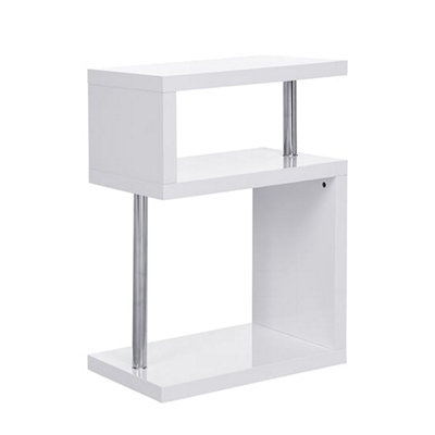 Albania High Gloss 3 Tiers Shelving Unit In White