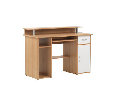 Albany beech desk with 1 drawer and 1 door in white / naturel