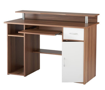 Albany desk with 1 door and 1 drawer in walnut / white