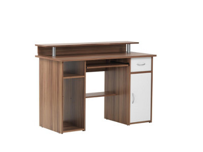 Albany desk with 1 door and 1 drawer in walnut / white