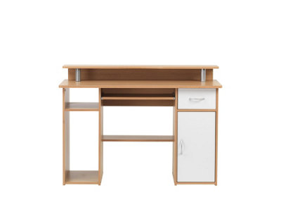 Albany Desk with 1 Drawer & 1 Door in White/Naturel