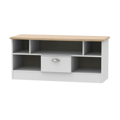 Albert 1 Drawer TV & Media Unit in Grey Matt & Oak (Ready Assembled)