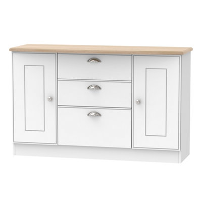 Albert 2 Door 3 Drawer Sideboard in White Ash & Oak (Ready Assembled)