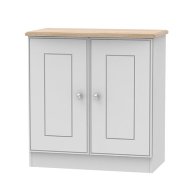 Albert 2 Door Cabinet in Grey Matt & Oak (Ready Assembled)