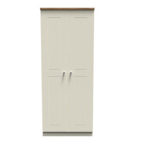 Albert 2 Door Wardrobe in Cream Ash & Oak (Ready Assembled)