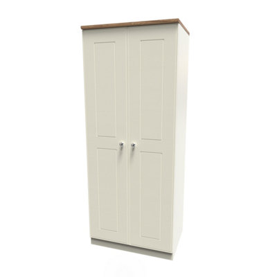 Albert 2 Door Wardrobe in Cream Ash & Oak (Ready Assembled)