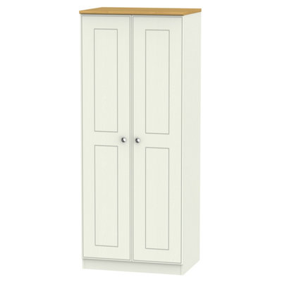 Albert 2 Door Wardrobe in Cream Ash & Oak (Ready Assembled)