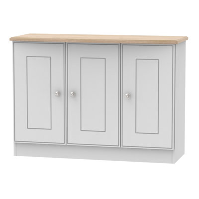 Albert 3 Door Sideboard in Grey Matt & Oak (Ready Assembled)