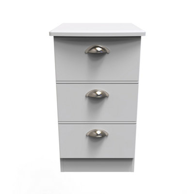 Albert 3 Drawer Bedside Cabinet in Grey Matt (Ready Assembled)