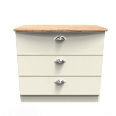 Albert 3 Drawer Chest in Cream Ash & Oak (Ready Assembled)