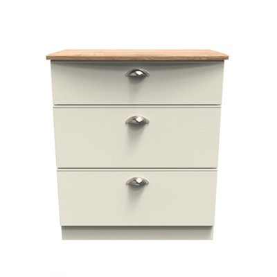 Albert 3 Drawer Deep Chest in Cream Ash & Oak (Ready Assembled)