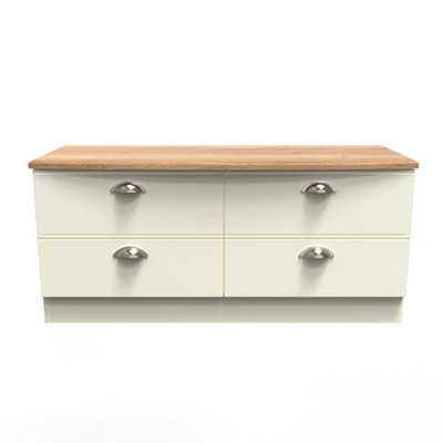 Albert 4 Drawer Bed Box in Cream Ash & Oak (Ready Assembled)