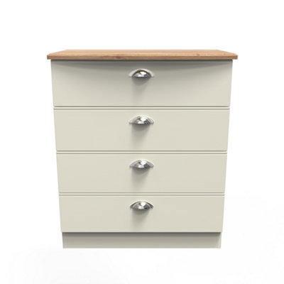 Albert 4 Drawer Chest in Cream Ash & Oak (Ready Assembled)