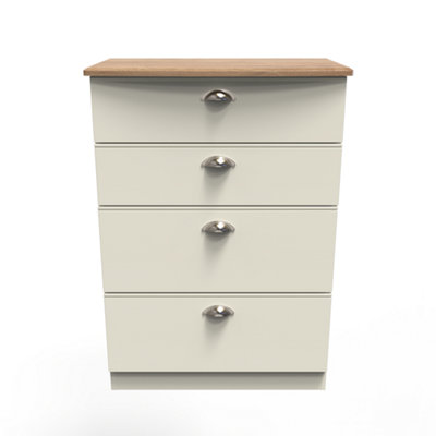 Albert 4 Drawer Deep Chest in Cream Ash & Oak (Ready Assembled)