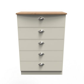 Albert 5 Drawer Chest in Cream Ash & Oak (Ready Assembled)