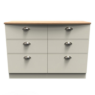 Albert 6 Drawer Wide Chest in Cream Ash & Oak (Ready Assembled)