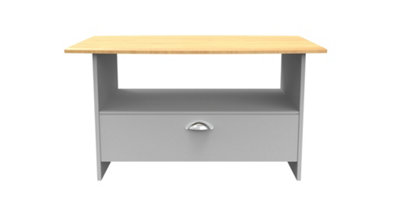 Albert Bottom Drawer Coffee Table in Grey Matt & Oak (Ready Assembled)