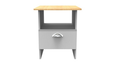Albert Bottom Drawer Lamp Table in Grey Matt & Oak (Ready Assembled)