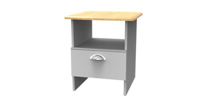 Albert Bottom Drawer Lamp Table in Grey Matt & Oak (Ready Assembled)