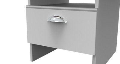 Albert Bottom Drawer Lamp Table in Grey Matt & Oak (Ready Assembled)