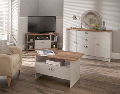 Albert Bottom Drawer Lamp Table in Grey Matt & Oak (Ready Assembled)