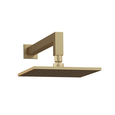 Alberto Square Brushed Gold Shower Head & Arm