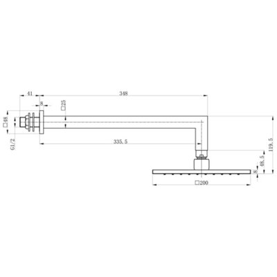Alberto Square Chrome Shower Head & Arm