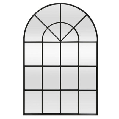 Albury Arched Black Industrial Window Panelled Mirror 90 x 60cm