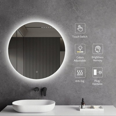 Alcala Heated Anti-Fog 80cm Round LED Bathroom Mirror