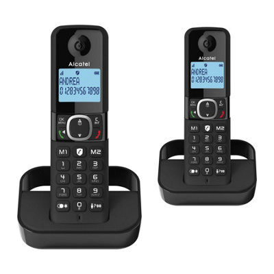 Alcatel F860 Duo, full featured Cordless Phone, Twin Pack, Black | DIY ...