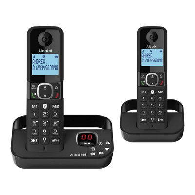 Alcatel F860 Voice full featured Cordless Phone, Twin Pack, Black