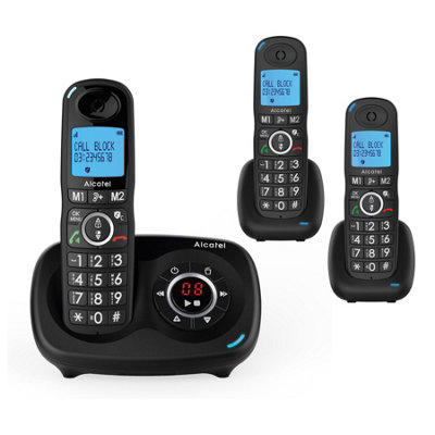 Alcatel XL595 Cordless Phone with Answering Machine, Triple Pack, Black Price Comparisons | Compare The Build