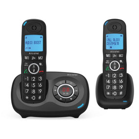 Alcatel XL595 Cordless Phone with Answering Machine, Twin Pack, Black