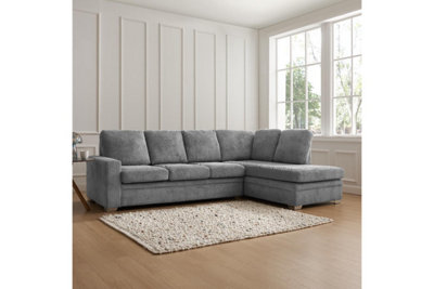 Grey corner store sofa right hand