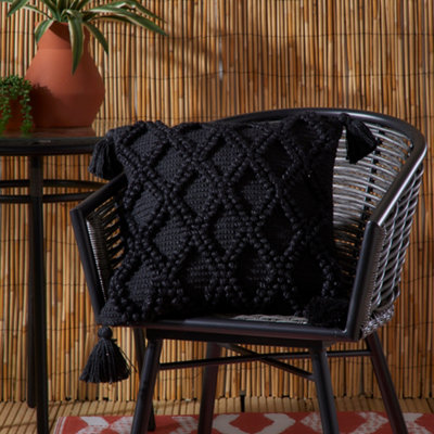 Alda Black Outdoor/Indoor Durable Filled Cushion