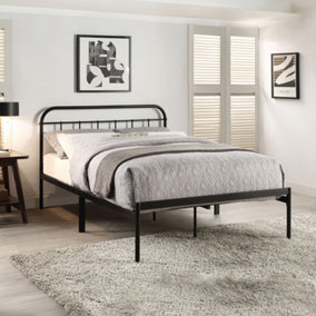 ALDBURY MODERN TRADITIONAL STYLE BLACK SMALL DOUBLE METAL BED FRAME