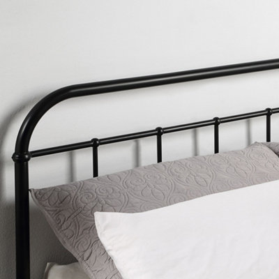 ALDBURY MODERN TRADITIONAL STYLE BLACK SMALL DOUBLE METAL BED FRAME