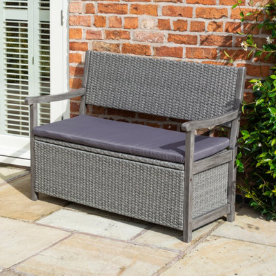 Alderley Rattan Storage Bench Grey 2 Seat
