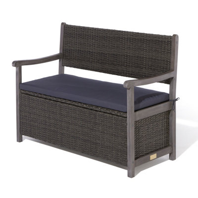 Alderley Rattan Storage Bench Grey 2 Seat