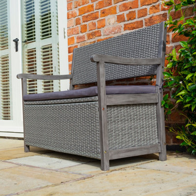 Alderley Rattan Storage Bench Grey 2 Seat - 4