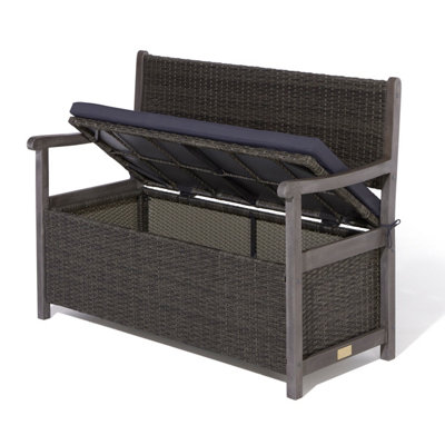 Alderley Rattan Storage Bench Grey 2 Seat - 8