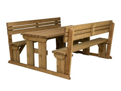 Alders Wooden Picnic Bench And Table Set Outdoor Dining Set With