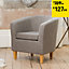 Alderwood 68cm Wide Dark Grey Hessian Fabric Tub Chair with Pine Coloured Legs