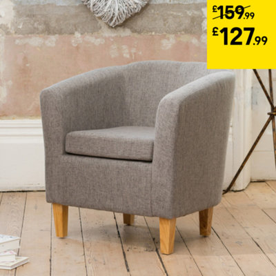 Grey fabric tub chair hot sale