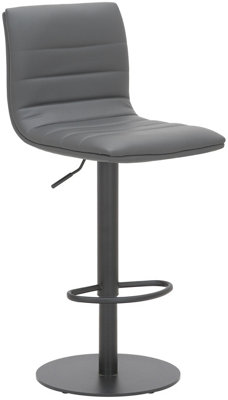 Aldo Deluxe Single Breakfast Barstool, Matt Black Footrest, Adjustable Swivel Gas Lift, Kitchen & Home Barstool, Charcoal Grey