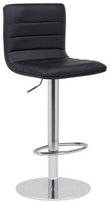 Aldo Deluxe Single Kitchen Bar Stool, Chrome Finish, Adjustable Swivel Gas Lift, Breakfast & Home Barstool Black