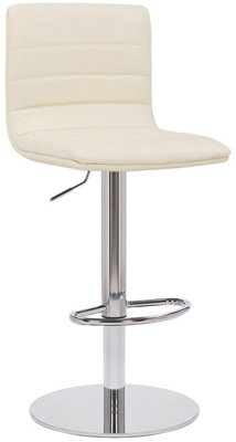 Aldo Deluxe Single Kitchen Bar Stool, Chrome Footrest, Height Adjustable Swivel Gas Lift, Breakfast & Home Barstool, Cream